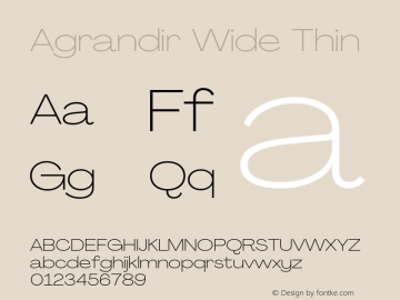 Agrandir-WideThin Version 3.000 Font Sample