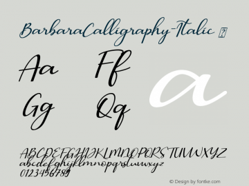 Barbara Calligraphy Italic Version 1.00;May 1, 2020;FontCreator 11.5.0.2430 32-bit;com.myfonts.easy.aen-creative-studio.barbara-calligraphy.italic.wfkit2.version.5vRk图片样张