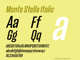 Monte Stella Italic Version 1.100 Font Sample