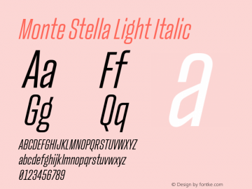 MonteStella-LightItalic Version 1.100图片样张