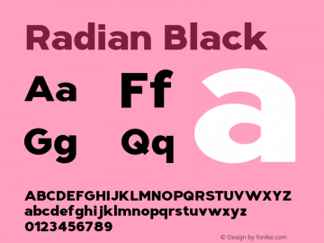 Radian Black Version 1.000 Font Sample