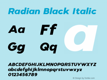 Radian Black Italic Version 1.000;hotconv 1.0.109;makeotfexe 2.5.65596图片样张