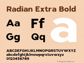 Radian Extra Bold Version 1.000 Font Sample