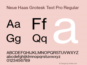 Neue Haas Grotesk Text Pro Roman Version 1.03 Font Sample