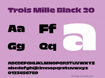 Trois Mille Black 20 Version 1.000;hotconv 1.0.109;makeotfexe 2.5.65596 Font Sample