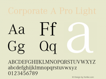 Corporate A Pro Light Version 1.40 Font Sample