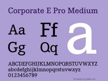 Corporate E Pro Medium Version 1.40 Font Sample