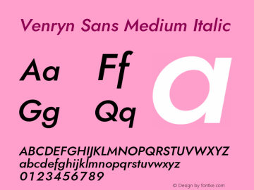 Venryn Sans Medium Italic Version 3.20;May 20, 2020;FontCreator 12.0.0.2522 64-bit Font Sample