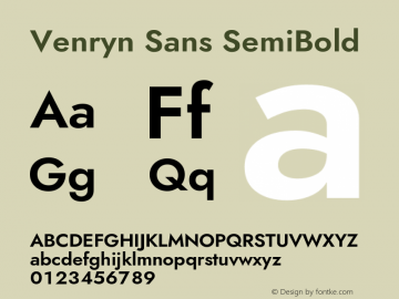 Venryn Sans SemiBold Version 3.30;May 20, 2020;FontCreator 12.0.0.2522 64-bit Font Sample