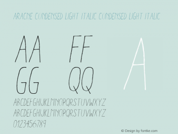 Aracne Condensed Light Italic Version 1.000 Font Sample