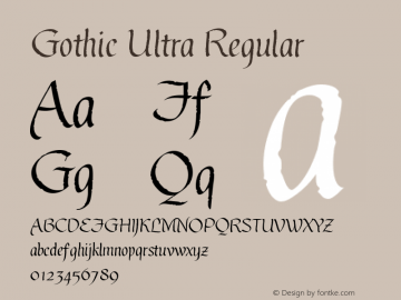 Gothic Ultra Version 1.000 Font Sample