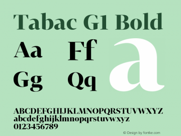 Tabac G1 Bold Version 2.000 Font Sample