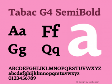 Tabac G4 SemiBold Regular Version 2.000图片样张