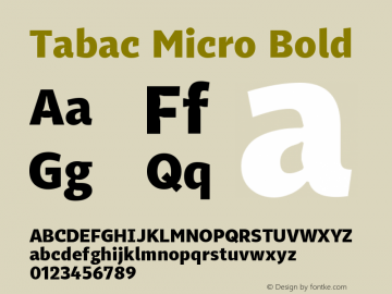 Tabac Micro Bold Version 1.000图片样张