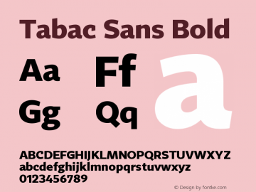 Tabac Sans Bold Version 2.000图片样张