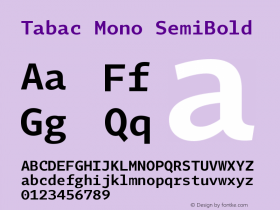 Tabac Mono SemiBold Version 2.000 Font Sample