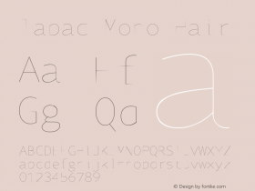 Tabac Mono Hair Version 2.000 Font Sample