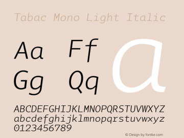 Tabac Mono Light Italic Version 2.000图片样张