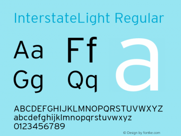 InterstateLight Regular Macromedia Fontographer 4.1 3/29/01 Font Sample