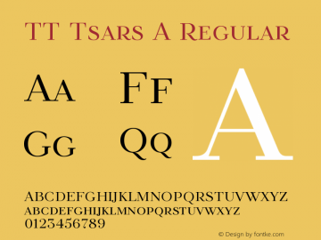 TTTsarsA-Regular Version 1.000 Font Sample