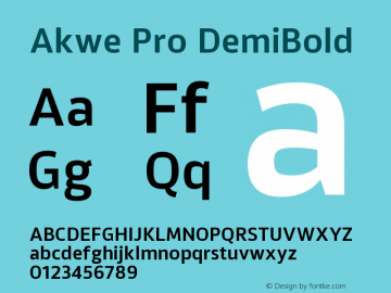 Akwe Pro DemiBold Version 1.000;PS 001.000;hotconv 1.0.88;makeotf.lib2.5.64775图片样张