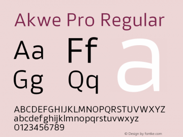 Akwe Pro Regular Version 1.000;PS 001.000;hotconv 1.0.88;makeotf.lib2.5.64775 Font Sample