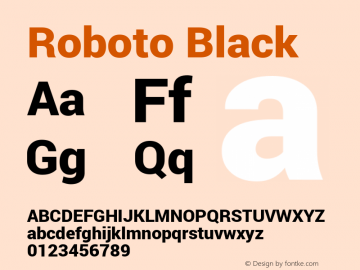 Roboto Black Version 1.100140; 2013 Font Sample