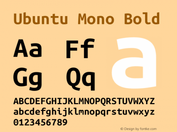 Ubuntu Mono2 Bold Version 0.80 Font Sample