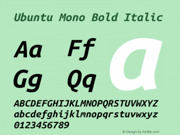 Ubuntu Mono2 Bold Italic Version 0.80 Font Sample