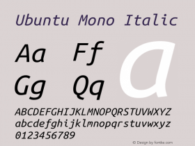Ubuntu Mono2 Italic Version 0.80图片样张