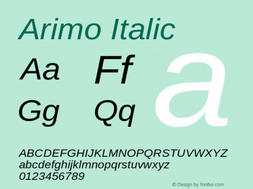 Arimo Italic Version 1.31 Font Sample