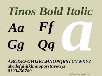 Tinos Bold Italic Version 1.31图片样张