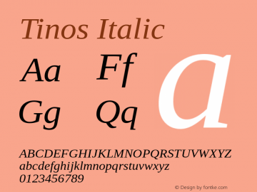 Tinos Italic Version 1.31 Font Sample