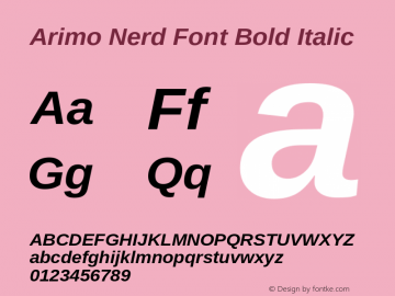 Arimo Bold Italic Nerd Font Complete Version 1.23 Font Sample
