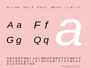 Arimo Italic Nerd Font Complete Mono Version 1.23图片样张