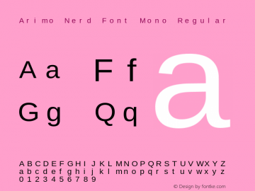 Arimo Regular Nerd Font Complete Mono Version 1.23 Font Sample