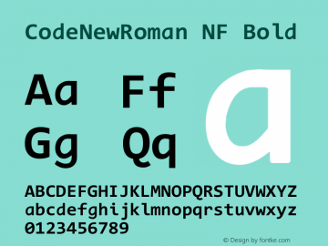 Code New Roman Bold Nerd Font Complete Mono Windows Compatible Version 1.90 November 29, 2014图片样张