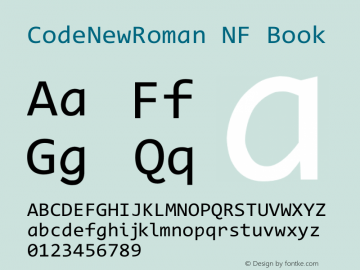 Code New Roman Nerd Font Complete Windows Compatible Version 2.00 November 29, 2014图片样张