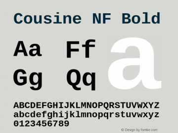 Cousine Bold Nerd Font Complete Windows Compatible Version 1.21 Font Sample