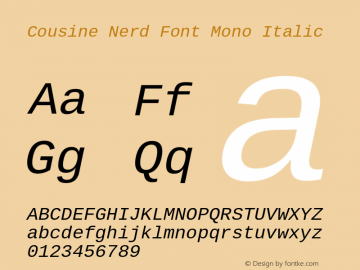 Cousine Italic Nerd Font Complete Mono Version 1.21图片样张