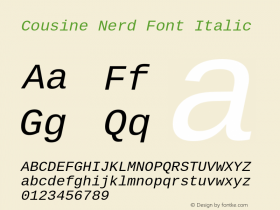 Cousine Italic Nerd Font Complete Version 1.21 Font Sample