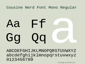 Cousine Regular Nerd Font Complete Mono Version 1.21图片样张