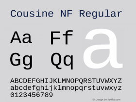 Cousine Regular Nerd Font Complete Windows Compatible Version 1.21 Font Sample