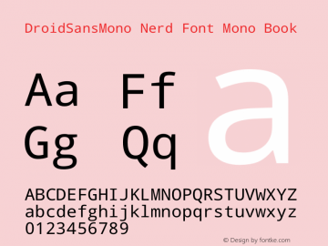 Droid Sans Mono Nerd Font Complete Mono Version 1.00 build 113 Font Sample