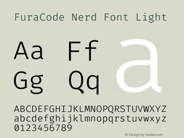 Fura Code Light Nerd Font Complete Version 1.205;PS 001.205;hotconv 1.0.88;makeotf.lib2.5.64775图片样张