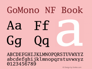 Go Mono Nerd Font Complete Mono Windows Compatible Version 2.008; ttfautohint (v1.6) Font Sample