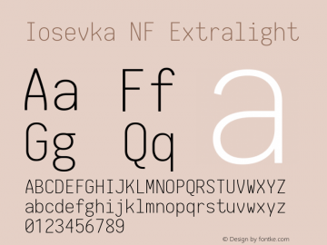 Iosevka Extralight Nerd Font Complete Windows Compatible 1.14.0; ttfautohint (v1.7.9-c794) Font Sample
