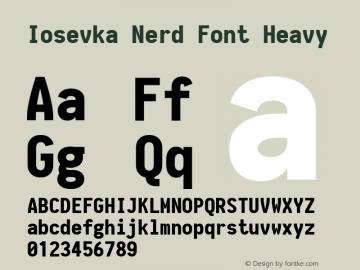 Iosevka Heavy Nerd Font Complete 1.14.0; ttfautohint (v1.7.9-c794) Font Sample