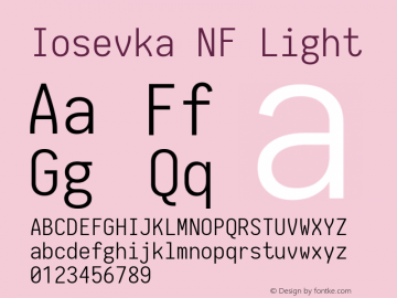 Iosevka Term Light Nerd Font Complete Mono Windows Compatible 1.14.0; ttfautohint (v1.7.9-c794) Font Sample