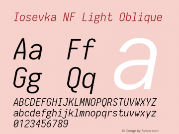 Iosevka Term Light Oblique Nerd Font Complete Mono Windows Compatible 1.14.0; ttfautohint (v1.7.9-c794)图片样张